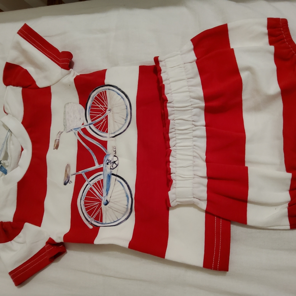 Red and White Striped Bicycle Dress